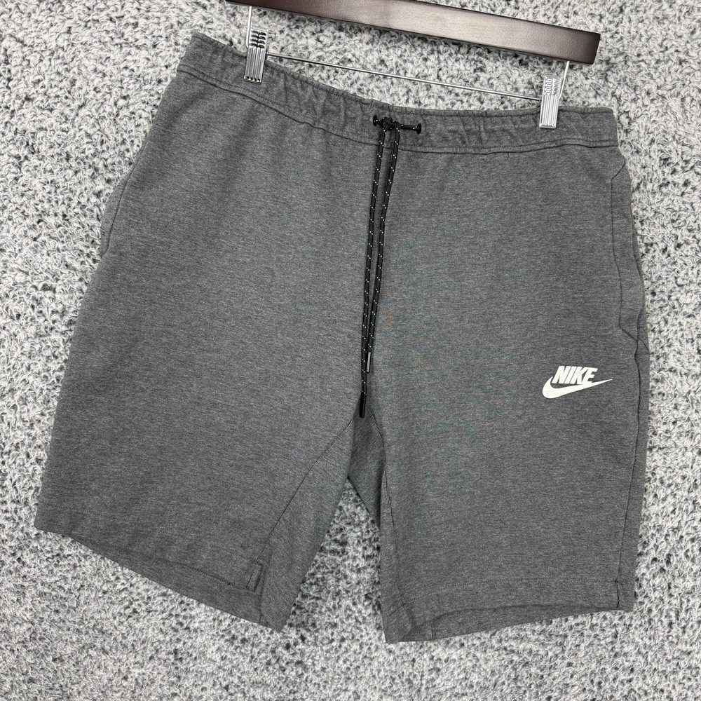 Nike Shorts Mens XL Gray 9" Fleece Sweats Sportwear Drawstring Swoosh 861748-071